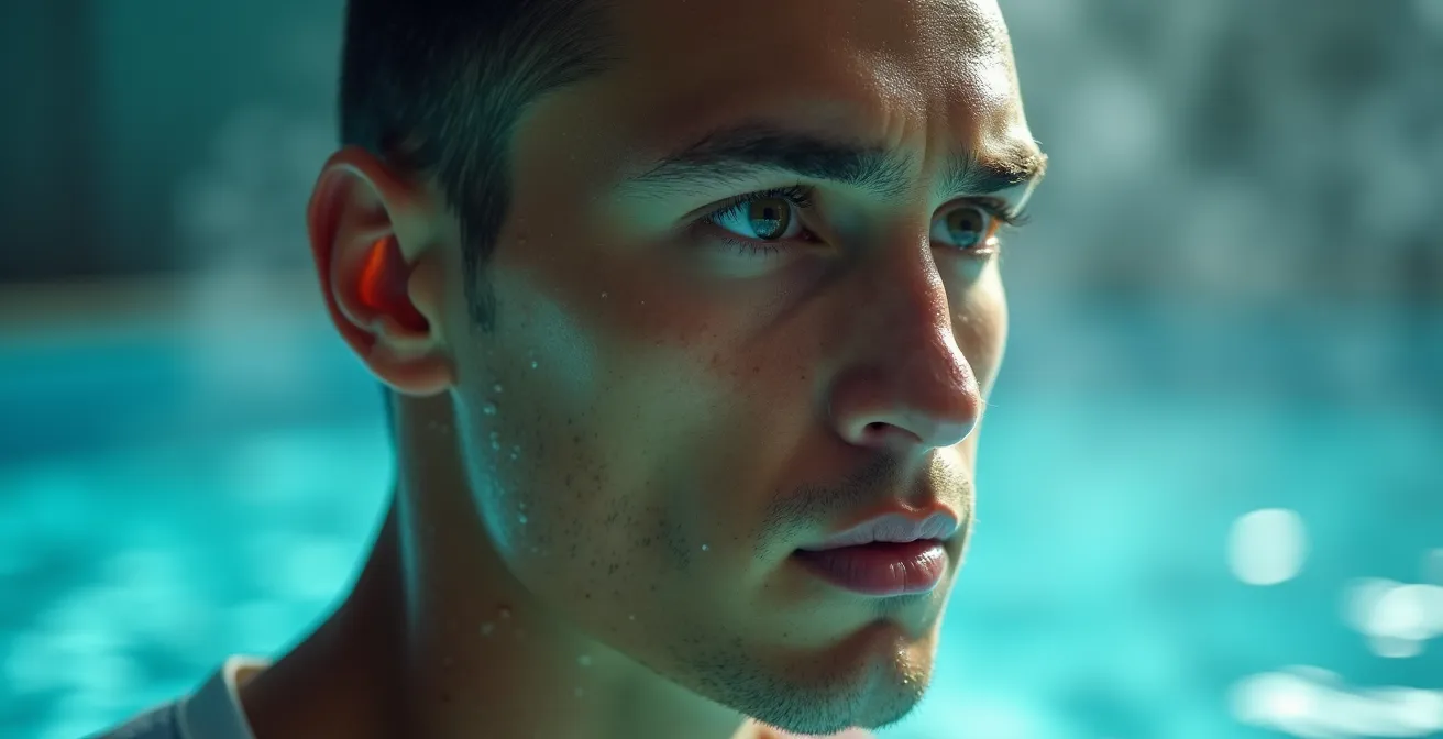 Professional athlete undergoing contrast water therapy recovery treatment