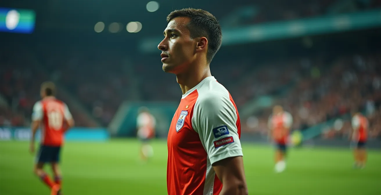 Close-up of defender's tactical positioning showing body angle and spatial awareness