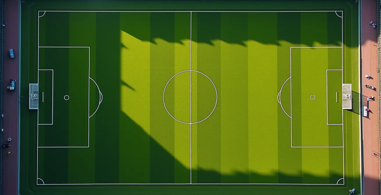 Aerial view of football midfield showing natural movement patterns and passing lanes