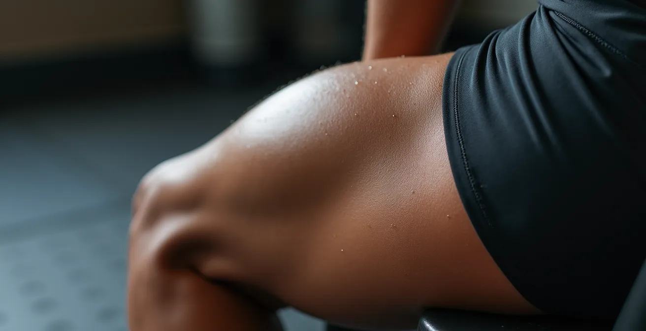 Close-up of hamstring muscle engagement during eccentric exercise