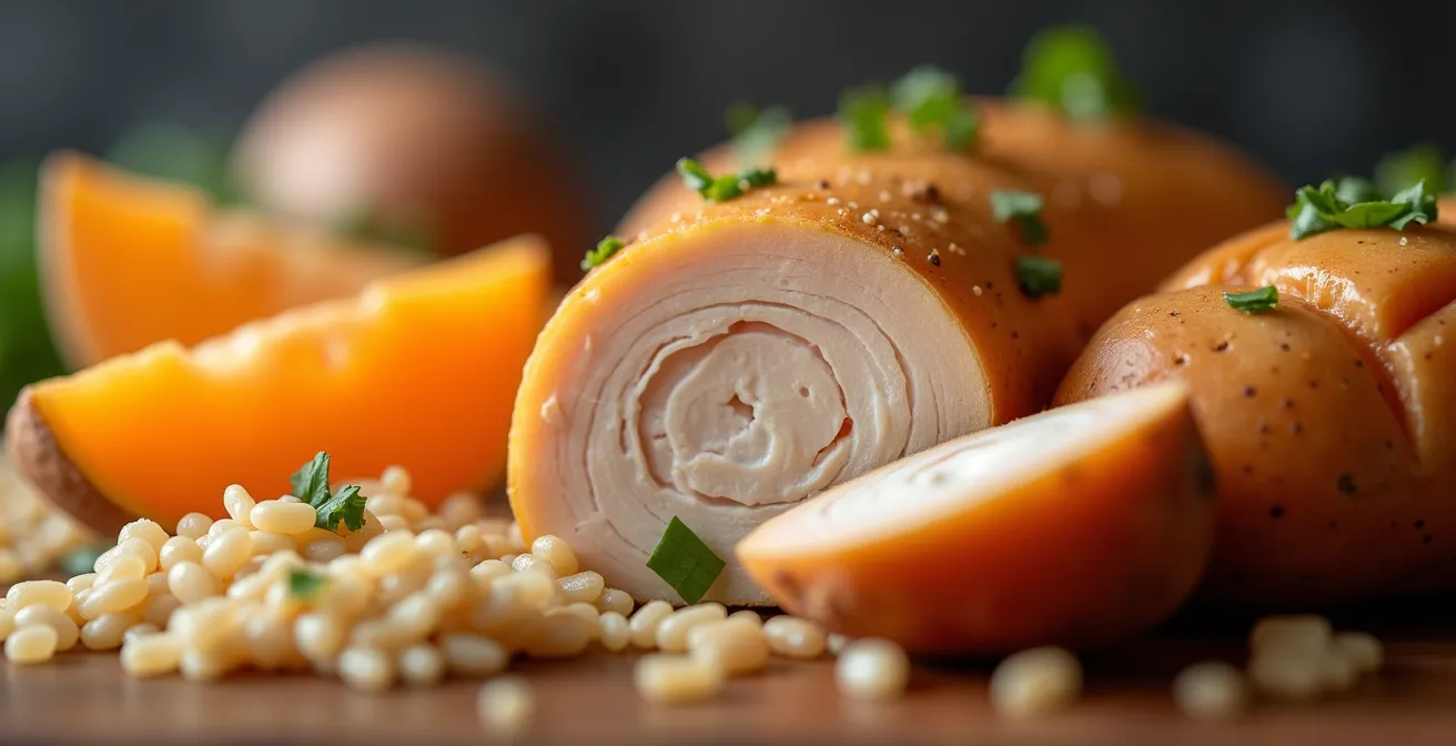 Pre-match meal with balanced carbohydrates and proteins on a table